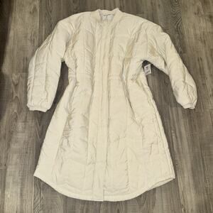 Amazon Essentials Women’s XL Ivory Long Quilted Puffer Coat Jacket NWT